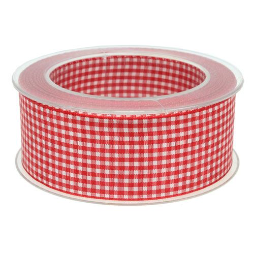 Artikel Presentband med kant 40mm 20m röd rutig