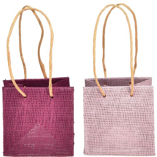 Floristik24 Presentpåse med handtag i vinröd rosa 10,5cm 8 st