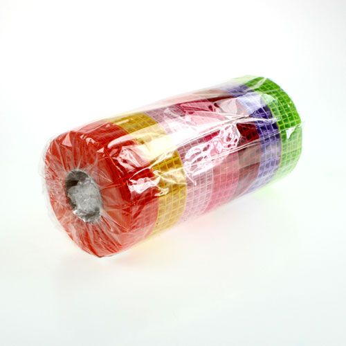 Floristik24 Rutband 3cm x 10m färgglada 7st
