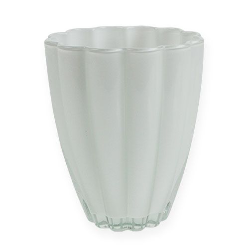 Floristik24 Glasvas "Bloom" vit Ø14cm H17cm