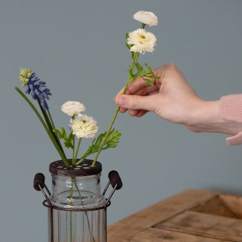 Artikel Glasflaska i metallkorg, perfekt för dekorativa accenter i vardagsrummet, 20 cm