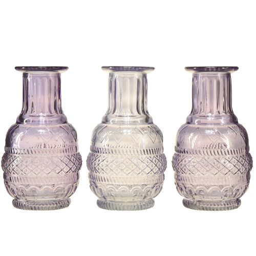 Floristik24 Glasvaser minivaser ljuslila lila retrostil H13cm 3st