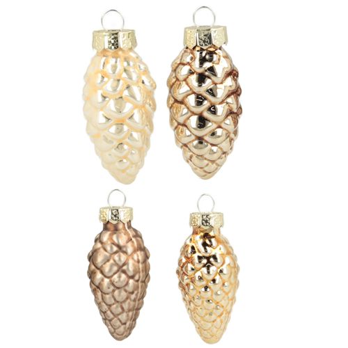 Floristik24 Glasstrutar för upphängning, strutar, glas, brun, guld, 5,5 cm, 14 stycken