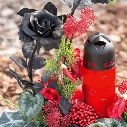 Floristik24 Gravljus rött vegetabiliskt olja ICP-ljus för minne H24cm