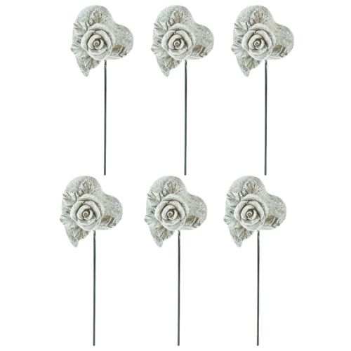 Artikel Gravplugg hjärta minnesplugg ros gjuten sten 5,5cm 6 st