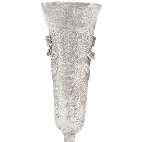 Artikel Begravningsvas Grå Vas med spike Ros design H26cm 2st