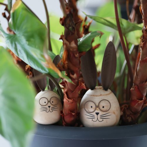 Artikel Äggformad kanindekorationsfigur med karaktär för vår- och säsongsdekoration, 14 cm, 3 stycken