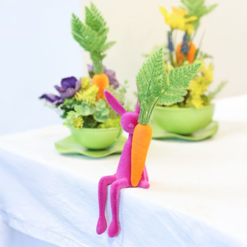 Artikel Kaninkantsittare påskharar Färgglada flockade – 2:a val – 28cm 4 st