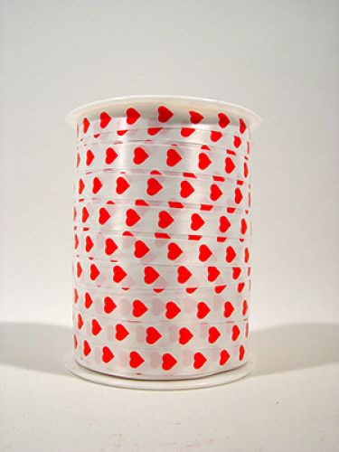 Floristik24 Hjärtband vit/röd 10mm Simpatia 250m