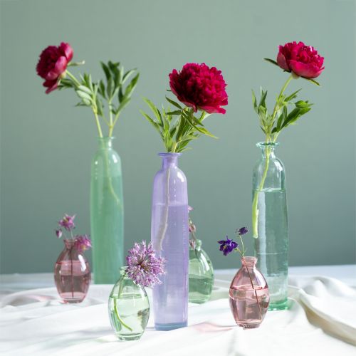 Hög blomvas lila flaskor dekorativt glas Ø6,5cm H30cm