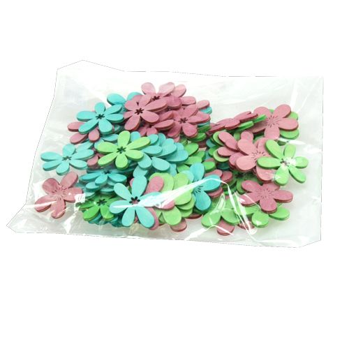 Floristik24 Scatter dekoration träblommor, färgad ass. Ø4cm 72 st