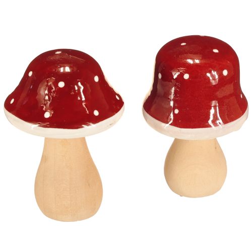 Träsvampar, paddesvampar, dekoration, trä, FSC, rödbrun, H6,5/7 cm, 4 stycken