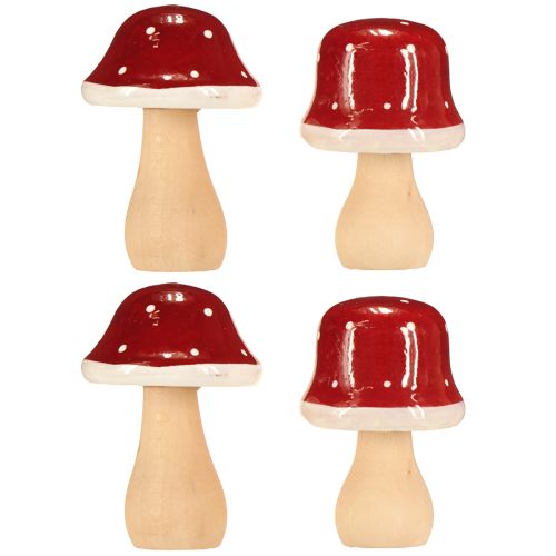 Artikel Träsvampar, paddesvampar, dekoration, trä, FSC, rödbrun, H6,5/7 cm, 4 stycken