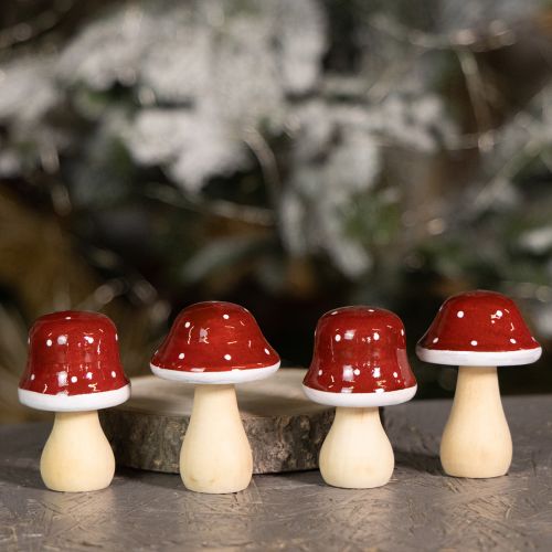 Artikel Träsvampar, paddesvampar, dekoration, trä, FSC, rödbrun, H6,5/7 cm, 4 stycken