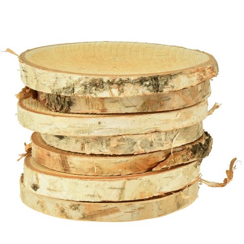 Floristik24 Träskivor med bark Björkskiva natur Ø9-10cm 7 st
