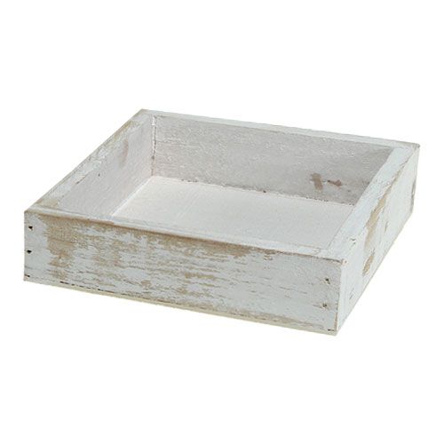 Floristik24 Mini träbricka vit 12cm x 12cm x 3cm
