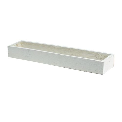 Floristik24 Trälåda med folie vit 50cm x 9cm x 6cm