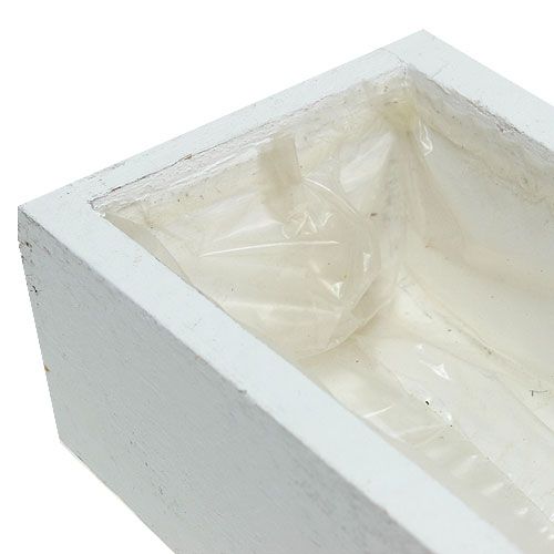 Floristik24 Trälåda med folie vit 50cm x 9cm x 6cm