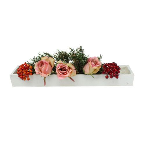Floristik24 Trälåda med folie vit 50cm x 9cm x 6cm