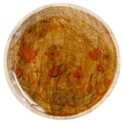 Artikel Träskiva Blommor Fjäril Naturrosa Ø15cm 3st