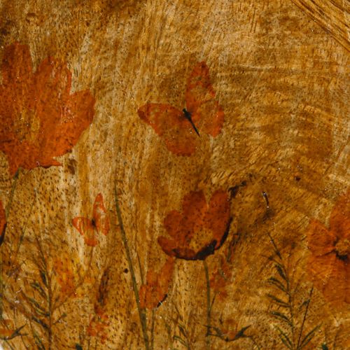 Artikel Träskiva Blommor Fjäril Naturrosa Ø15cm 3st