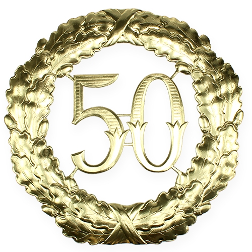 Floristik24 Jubileumsnummer 50 i guld Ø40cm