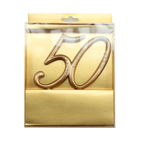 Floristik24 Jubileumsnummer &quot;50&quot; för att sticka guld 15,5 cm