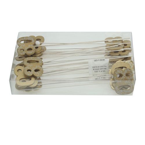 Floristik24 Jubileumsnummer "80" på träpinne, guld 36st