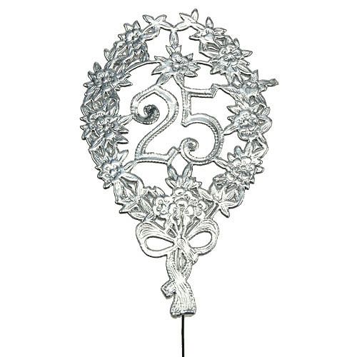 Floristik24 Jubileumsnummer 25 silver Ø8cm 10st