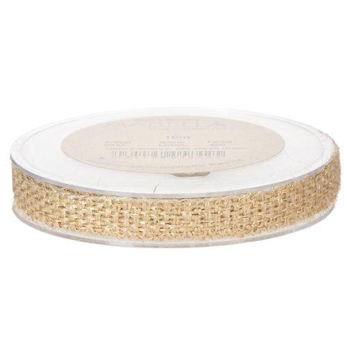 Artikel Juteband, rustikt dekorationsband, naturlig jute, guld, 12mm, 10m