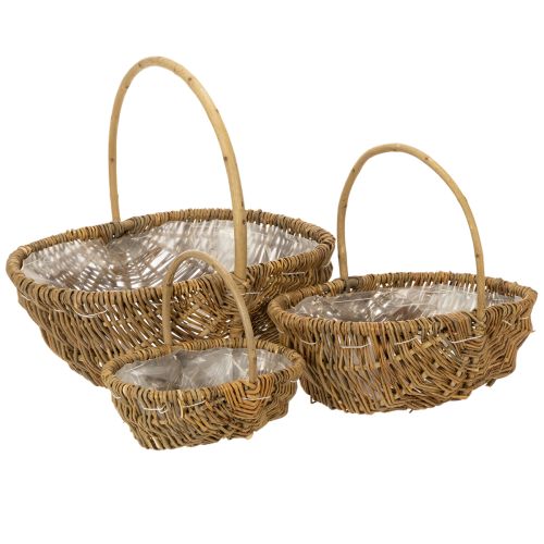 Potatiskorg 43/33/23 cm med folie, naturfärgad, set om 3. | Floristik24.se