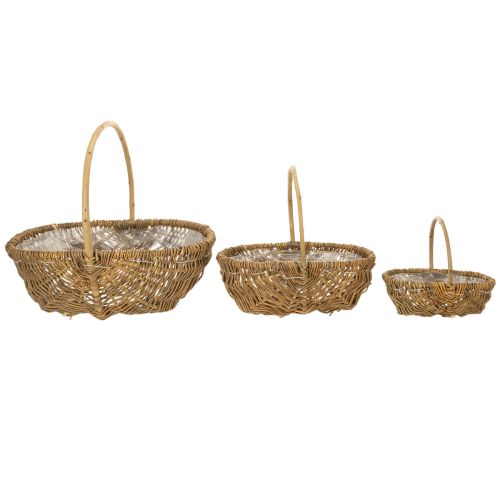Potatiskorg 43/33/23 cm med folie, naturfärgad, set om 3. | Floristik24.se