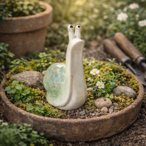 Artikel Keramisk dekorativ snigelfigur för eleganta boendemiljöer och förtrollande bordsdekorationer, 16 cm