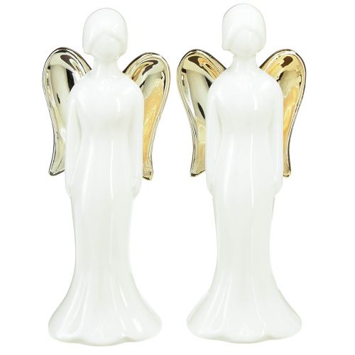 Artikel Änglafigurer keramik ängel vitguld 6cmx5cmx15cm 2st