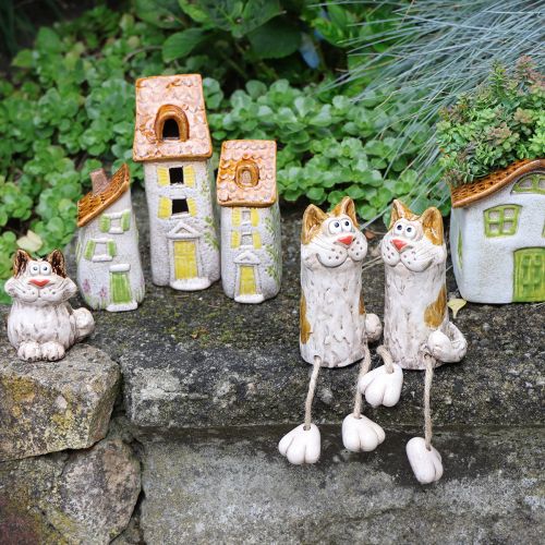 Artikel Rustikt keramikhus med ljusstark LED-belysning, perfekt som stämningsfull bordsdekoration, 15 cm, 2 stycken