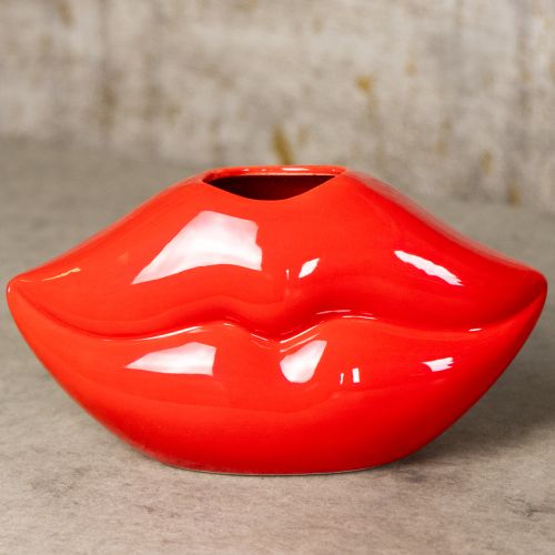 Artikel Keramikvas med röd kyssmun dekorativ vas 17×8,5×9 cm