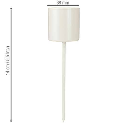 Artikel Ljushållare för tjocka, spetsiga ljus, metall, beige, 3,8 x 14 cm, 4 stycken