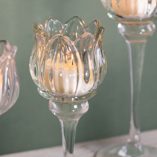 Artikel Glasblomsljusstake för elegant bordsdekoration, evenemang och bröllop, 22 cm