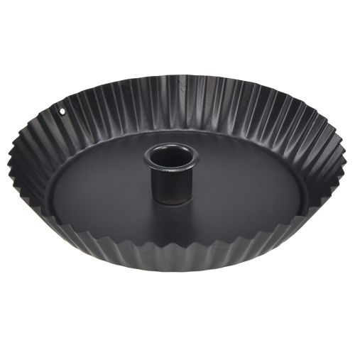 Original ljusstake av metall i tårtform – svart, Ø 18 cm – snygg bordsdekoration – 4 st.