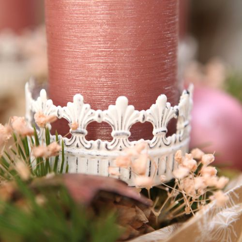 Ljusstake vit antik Ø7cm H12cm 4st | Floristik24.se