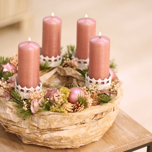 Artikel Ljusstake vit antik Ø7cm H12cm 4st