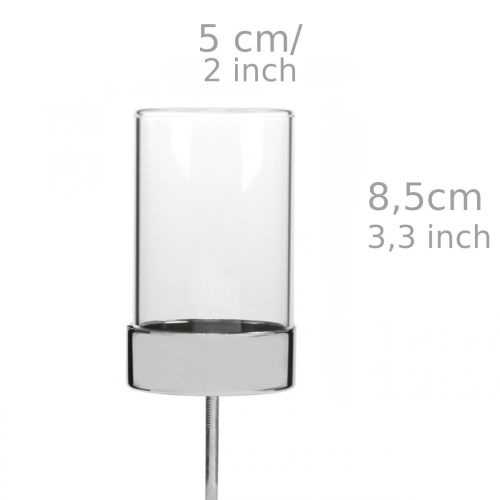 Artikel Ljusstakar för uppklistring, metall/glas, Ø5cm H19cm, 4 st