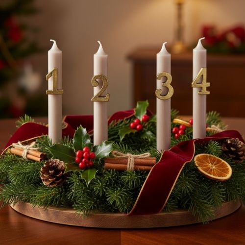Adventsljusstift, siffrorna 1 till 4, set om 4, 4 cm, 4 stycken | Floristik24.se