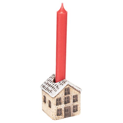 Keramisk ljusstake, dekorativt hus med snö för bordsdekoration, 7 cm, 2 stycken | Floristik24.se