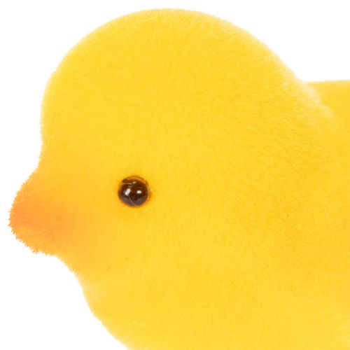 Artikel Små påskkycklingar, flockade i gult och orange, 4,5 cm höga, 18 stycken
