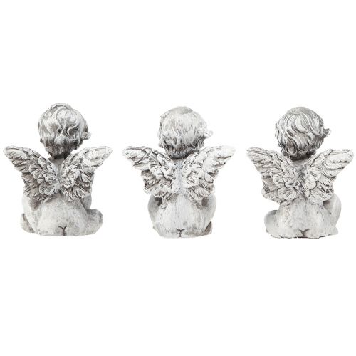 Artikel Liten ängel med hjärta gravdekoration figur grå H5,5cm 6 st