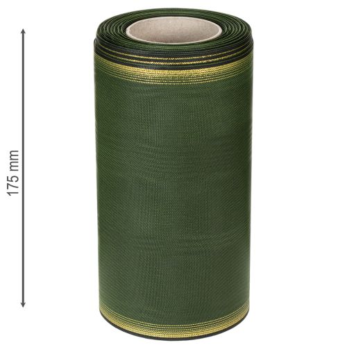 Artikel Elegant moiré-kransband, 175 mm, mörkgrönt med pärlkant och taftväv för festliga tillfällen