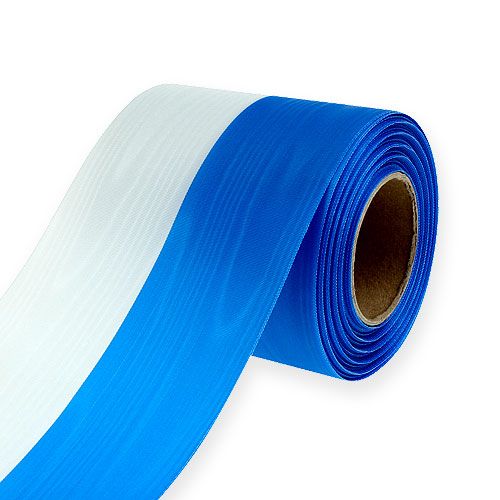 Artikel Kransband Moiré Blå-Vit 100 mm