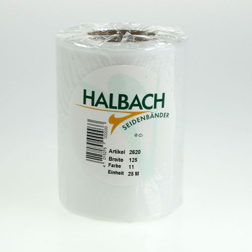Floristik24 Kransband vit 125mm 25m