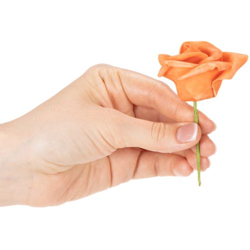 Konstgjord orange ros, 5 cm blomning, enkel, 100 stycken | Floristik24.se
